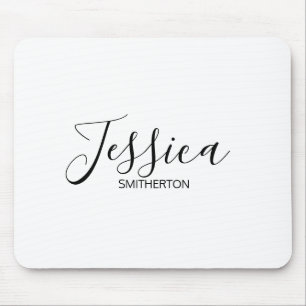 Moderne Schwarz Weiß Vollständiger Name Trendy Sty Mousepad