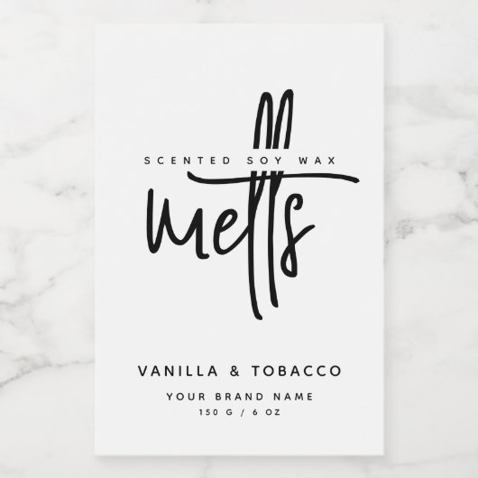 Moderne Schwarz-Weiß-Wachs-Schmelze Lebensmitteletikett (Einzelnes Label)