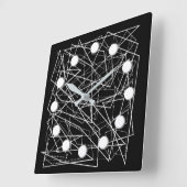 Moderne Schwarz-Weiß-Wand-Uhr mit Abstraktem Quadr Quadratische Wanduhr (Winkel)