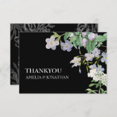 Moderne Schwarz-Weiß-Wasserfarben-Hochzeit Dankeskarte (Vorne/Hinten)