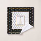 Moderne Schwarz-Weiß-Weihnachten  Badhandtuch Set (Waschlappen)