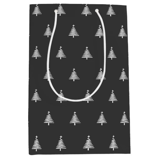 Moderne Schwarz-Weiß-Weihnachten Mittlere Geschenktüte (Vorderseite)