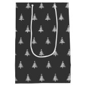 Moderne Schwarz-Weiß-Weihnachten Mittlere Geschenktüte (Rückseite)