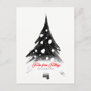 Moderne schwarz-weiß weihnachtlich postkarte