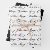 Moderne Schwarz-Weiß-Weihnachtsbäume & Rentier Geschenkpapier Set (Beispiel)