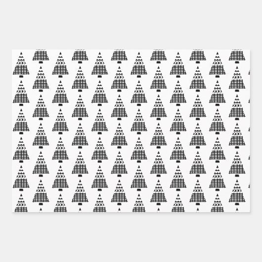 Moderne Schwarz-Weiß-Weihnachtsbaumen Geschenkpapier Set (Vorderseite 3)