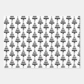 Moderne Schwarz-Weiß-Weihnachtsbaumen Geschenkpapier Set (Vorderseite)