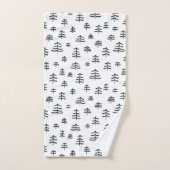 Moderne Schwarz-Weiß Weihnachtsbaumen Schneeflocke Badhandtuch Set (Handtuch)