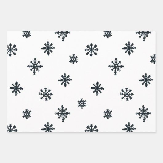 Moderne Schwarz-Weiß Weihnachtsbaumen Schneeflocke Geschenkpapier Set (Vorderseite)