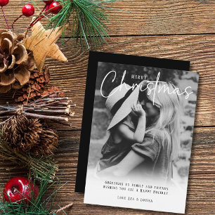 Moderne Schwarz-Weiß-Weihnachtsgrüße Feiertagskarte