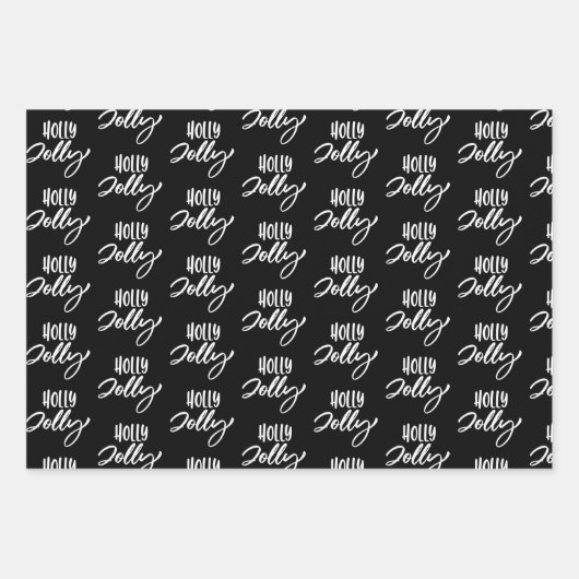 Moderne Schwarz-Weiß-Weihnachtszitate Geschenkpapier Set (Vorderseite)