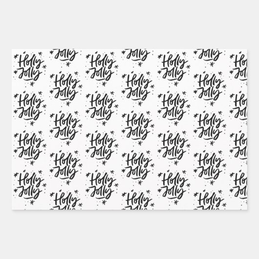 Moderne Schwarz-Weiß-Weihnachtszitate Geschenkpapier Set (Vorderseite 2)