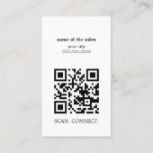 Moderne Schwarz-Weiß-Wimpernstylist QR-Code Vertik Visitenkarte (Rückseite)