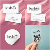 Moderne Schwarz-Weiß-Wimpernstylist QR-Code Vertik Visitenkarte