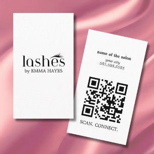 Moderne Schwarz-Weiß-Wimpernstylist QR-Code Vertik Visitenkarte