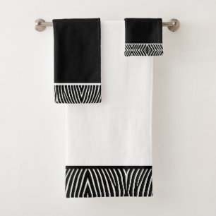 Moderne Schwarz-Weiß-Zebramuster Badhandtuch Set