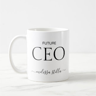 Moderne Schwarz-Weiß-Zukunfts-CEO-Name | Weibliche Kaffeetasse