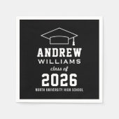 Moderne Schwarz-weiße 2025 Graduierungspartei Serviette (Vorderseite)