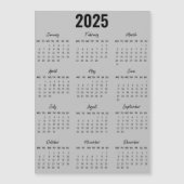 Moderne Schwarz-weiße 2025 Kalender Volljahresperi Magnetkarte (Vorderseite)