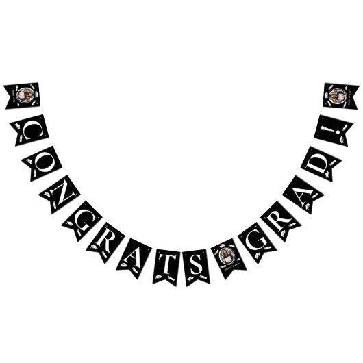 Moderne Schwarz-weiße 3-Foto-Graduationsstufe, Dip Wimpelkette (Alle)