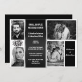 Moderne, Schwarz-weiße 4-Foto-Paare Dusche Einladung (Vorne/Hinten)