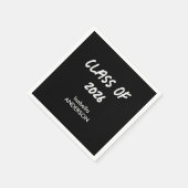 Moderne schwarz-weiße Abschlussfeier Serviette (Ecke)