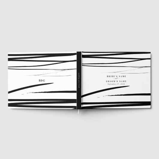 Moderne Schwarz-weiße Abstrakte Gastgeschenk Hochz Gästebuch (Voll)