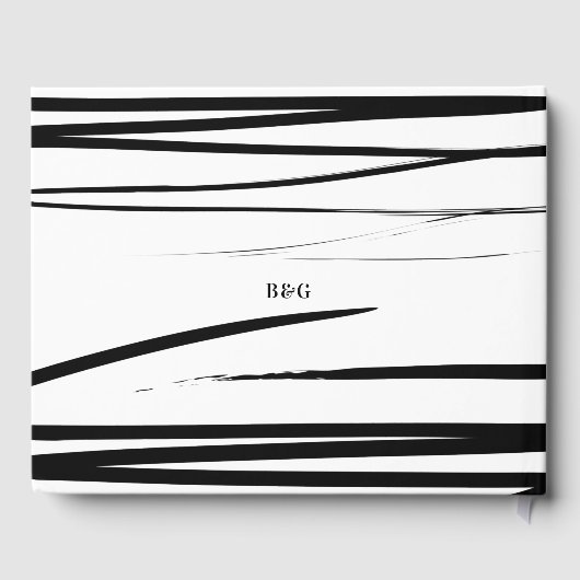 Moderne Schwarz-weiße Abstrakte Gastgeschenk Hochz Gästebuch (Rückseite)