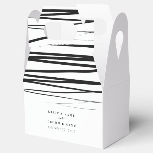 Moderne Schwarz-weiße Abstrakte Gastgeschenk Hochz Geschenkschachtel (Geöffnet)