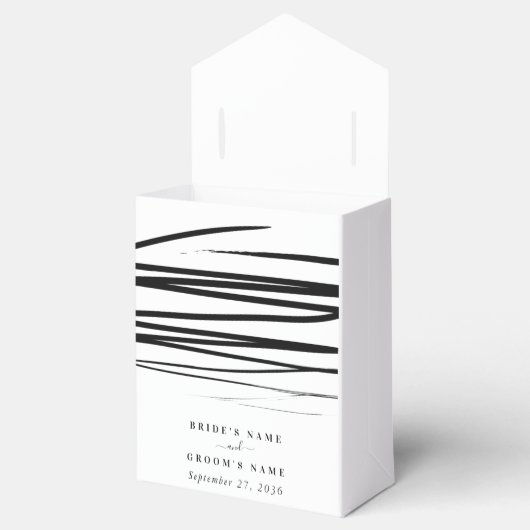Moderne Schwarz-weiße Abstrakte Gastgeschenk Hochz Geschenkschachtel (Geöffnet)