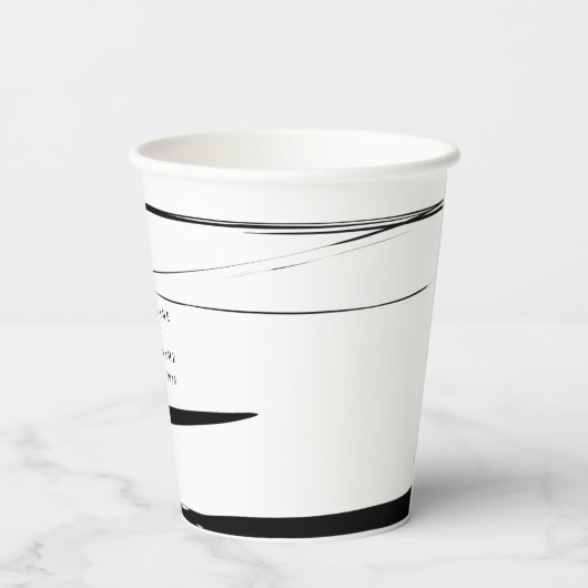 Moderne Schwarz-weiße Abstrakte Gastgeschenk Hochz Pappbecher (Rückseite)