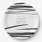Moderne Schwarz-weiße Abstrakte Gastgeschenk Hochz Pappteller (Vorderseite)