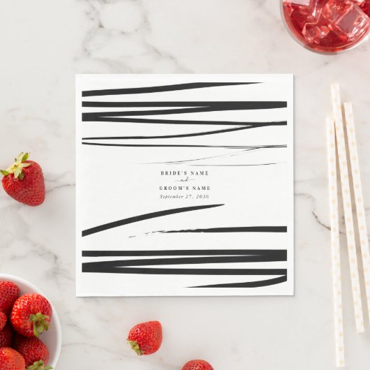 Moderne Schwarz-weiße Abstrakte Gastgeschenk Hochz Serviette (Beispiel)