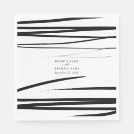 Moderne Schwarz-weiße Abstrakte Gastgeschenk Hochz Serviette