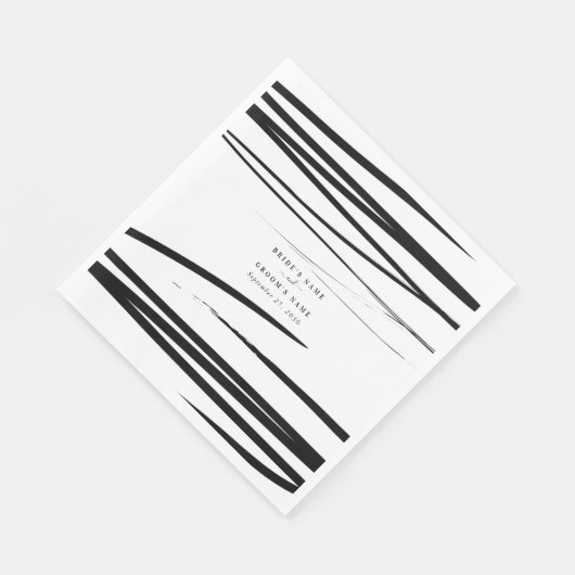 Moderne Schwarz-weiße Abstrakte Gastgeschenk Hochz Serviette (Ecke)