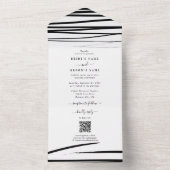 Moderne Schwarz-weiße Abstrakte Hochzeit All In One Einladung (Innen Boden)