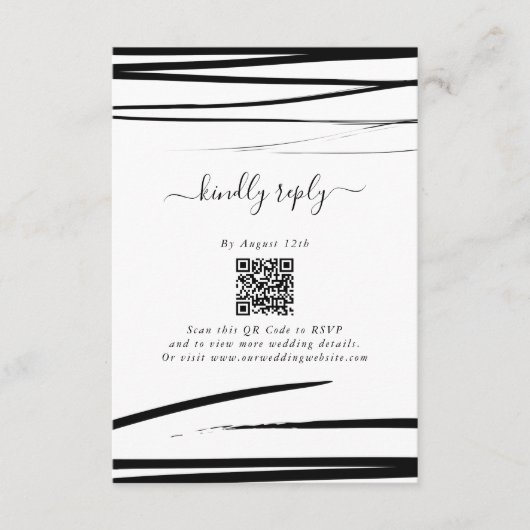 Moderne Schwarz-weiße Abstrakte Hochzeit Begleitkarte (Vorderseite)