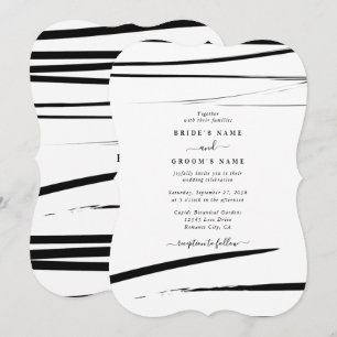 Moderne Schwarz-weiße Abstrakte Hochzeit Einladung