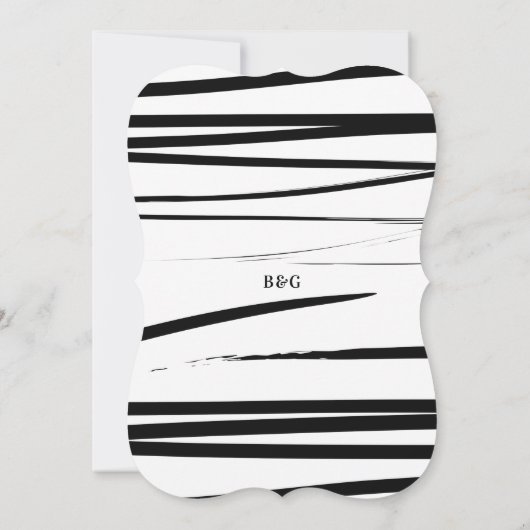 Moderne Schwarz-weiße Abstrakte Hochzeit Einladung (Rückseite)