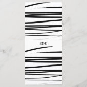 Moderne Schwarz-weiße Abstrakte Hochzeit Menükarte (Rückseite)