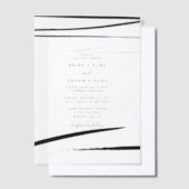 Moderne Schwarz-weiße Abstrakte Hochzeit Pergament Einladungen (Versetzt)