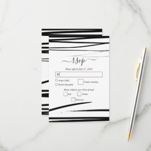 Moderne Schwarz-weiße Abstrakte Hochzeit RSVP Karte