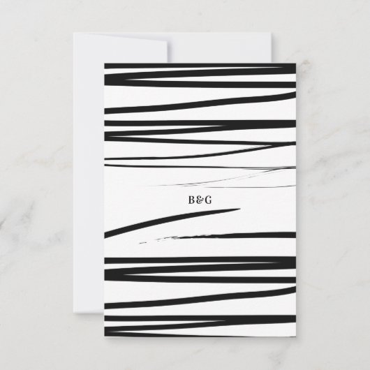 Moderne Schwarz-weiße Abstrakte Hochzeit RSVP Karte (Rückseite)