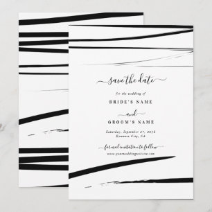 Moderne Schwarz-weiße Abstrakte Hochzeit Save The Date