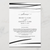 Moderne Schwarz-weiße Abstrakte Hochzeitreise Programm (Vorderseite)