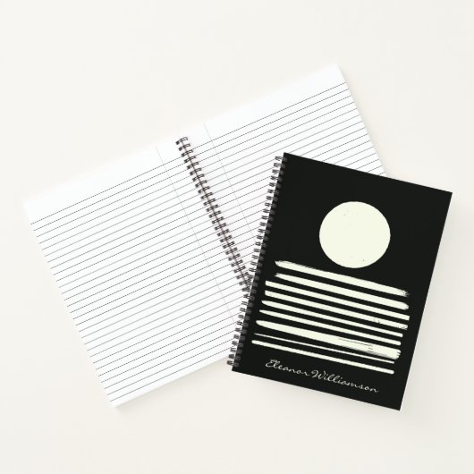 Moderne Schwarz-weiße Abstrakte Kunst Personalisie Notizblock (Innenseite)