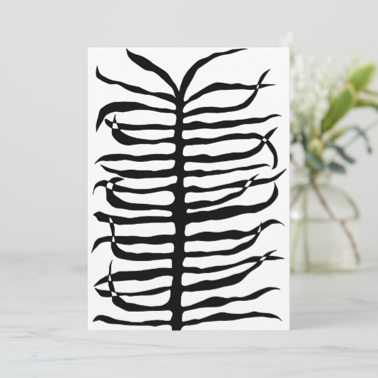 Moderne Schwarz-weiße Abstrakte Palm Frontend Trop Save The Date (Stehend Vorderseite)