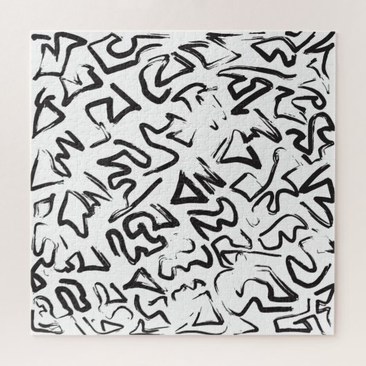 Moderne Schwarz-weiße abstrakte Puzzle (Horizontal)