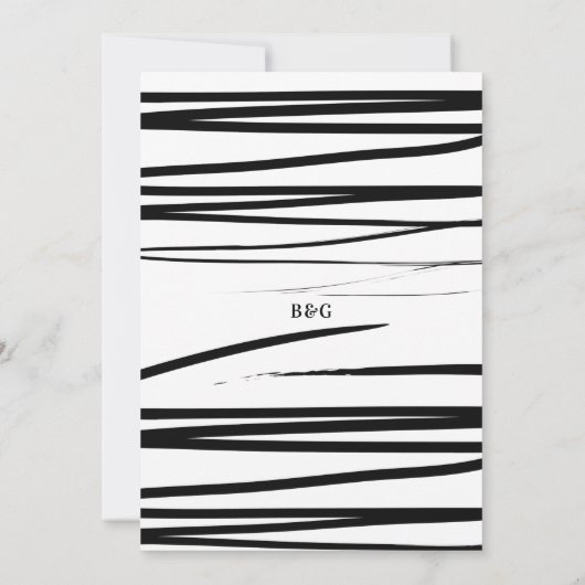 Moderne Schwarz-weiße Abstrakte QR-Hochzeit Dankeskarte (Rückseite)