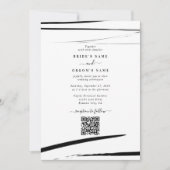 Moderne Schwarz-weiße Abstrakte QR-Hochzeit Einladung (Vorderseite)